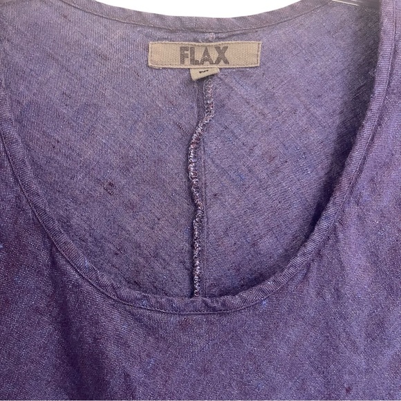 Flax 100% Linen Periwinkle Blue Short Sleeve Scooped Neck Top Sz M - Picture 7 of 11